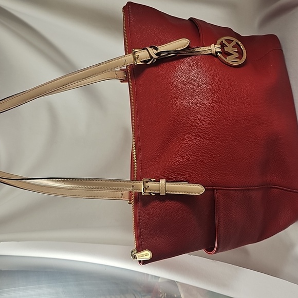Michael Kors Handbags - Michael Kors Red Pebbled Leather Tote